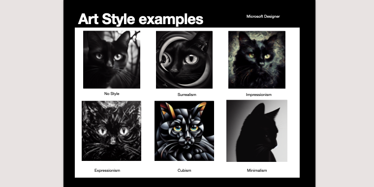 image showing various art style one can use for your text-to-image prompts