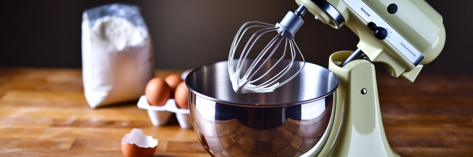 Stand mixer whipping egg whites.