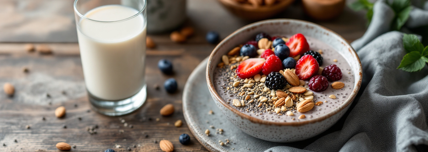 Chia seed pudding with nuts and berries